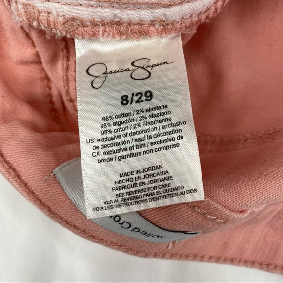 Jessica Simpson Rolled Crop Skinny Mid Rise Peach Color Denim Jeans  Sz 8 - Picture 9 of 10